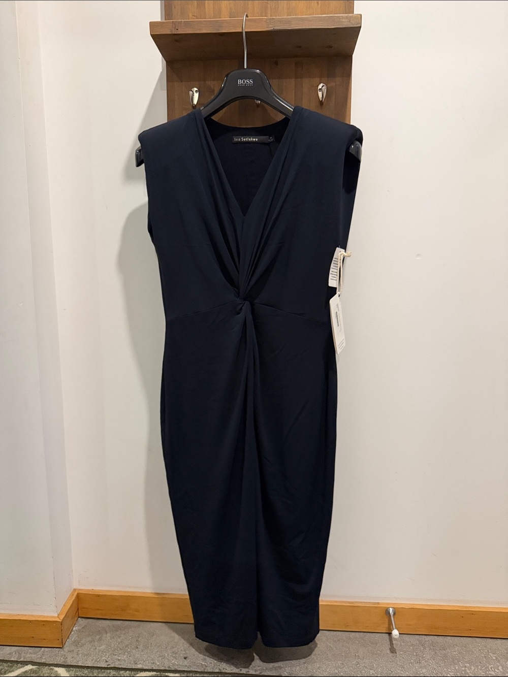 Iris Setlakwe Navy Twist-Front V-Neck Dress